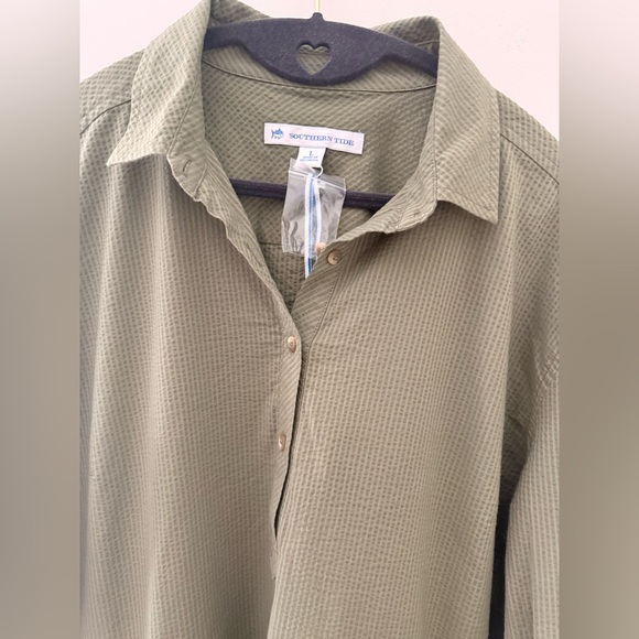 Southern Tide Olive Roll-Tab Shirt Coverup - Picture 4 of 8